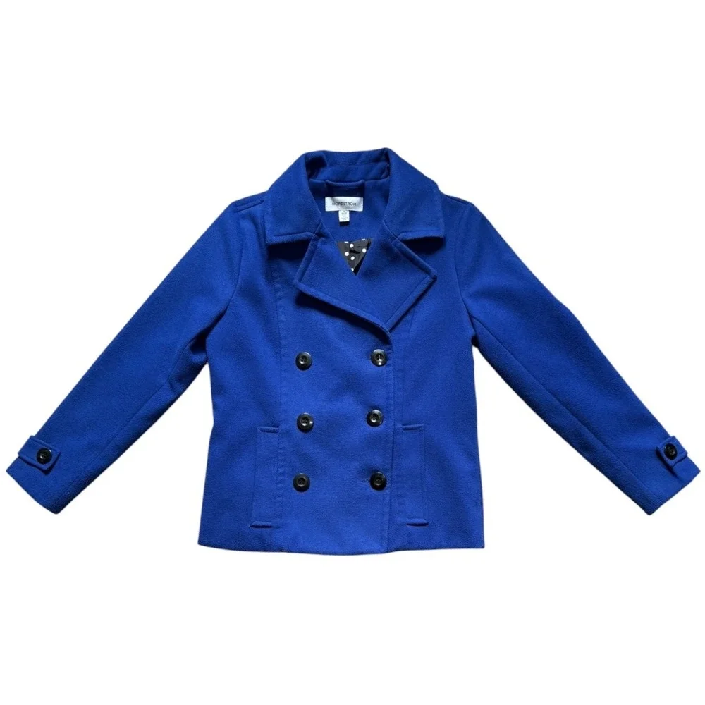 Nordstrom Girls Blue Peacoat Size 8/10 Medium Double Breasted Coat SAME DAY SHIP